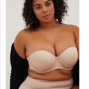 Torrid PUSH-UP MULTIWAY STRAPLESS BRA - MICROFIBER & LACE BEIGE